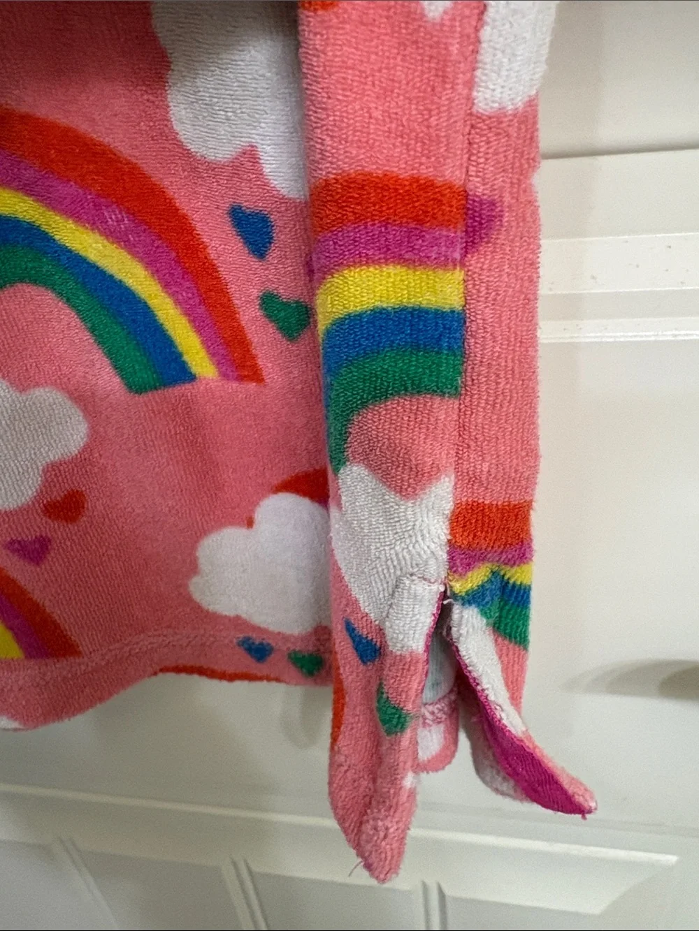 Boden Pink Rainbow & Cloud Kids Hoodie Coverup Pool Towel Vacation Beach